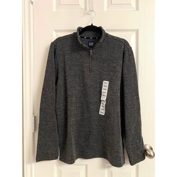 GAP Men’s Quarter Zip Up Pullover Sweater Dark Shadow Size Small Office Casual - Picture 2 of 5